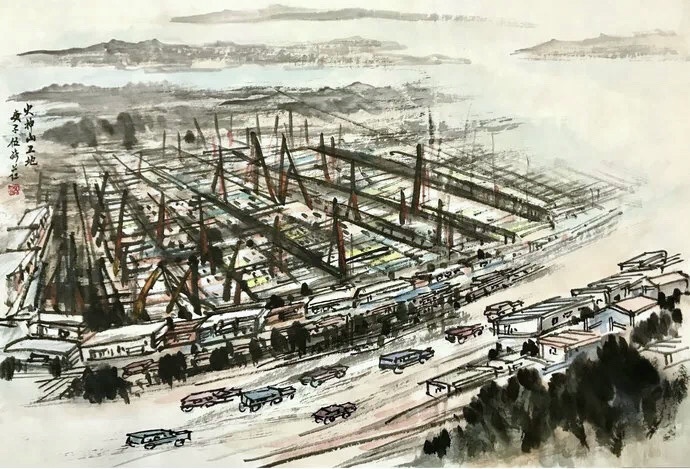 一、（1）《火神山工地》 國(guó)畫(huà) 伍綺葒.JPG