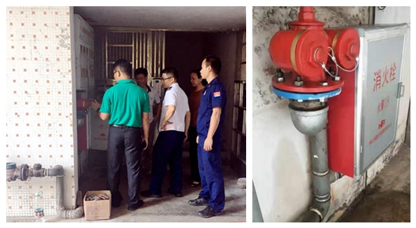 ▲對轄區內消防栓進行摸底清查      ▲更換、修整消防箱.jpg